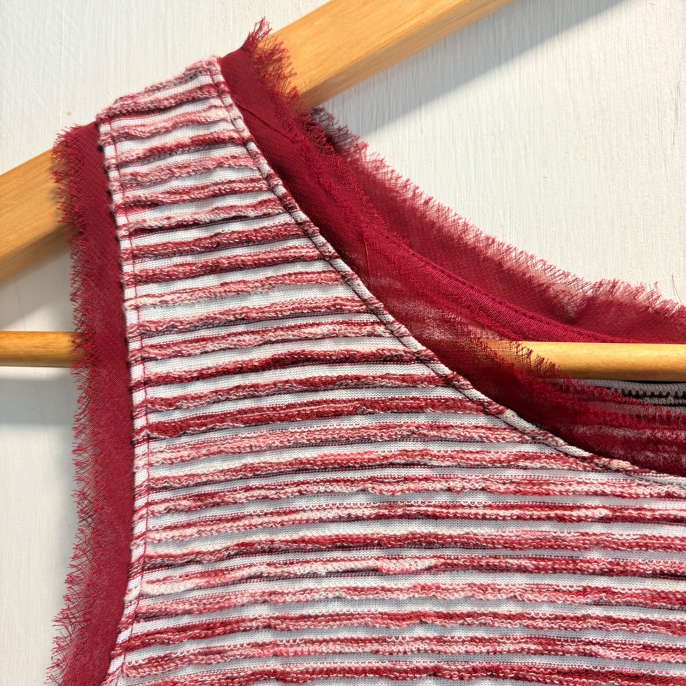 Anthropologie Indira Tank Top  Red White Striped Textured Tank Top Shell Size M - Picture 8 of 9
